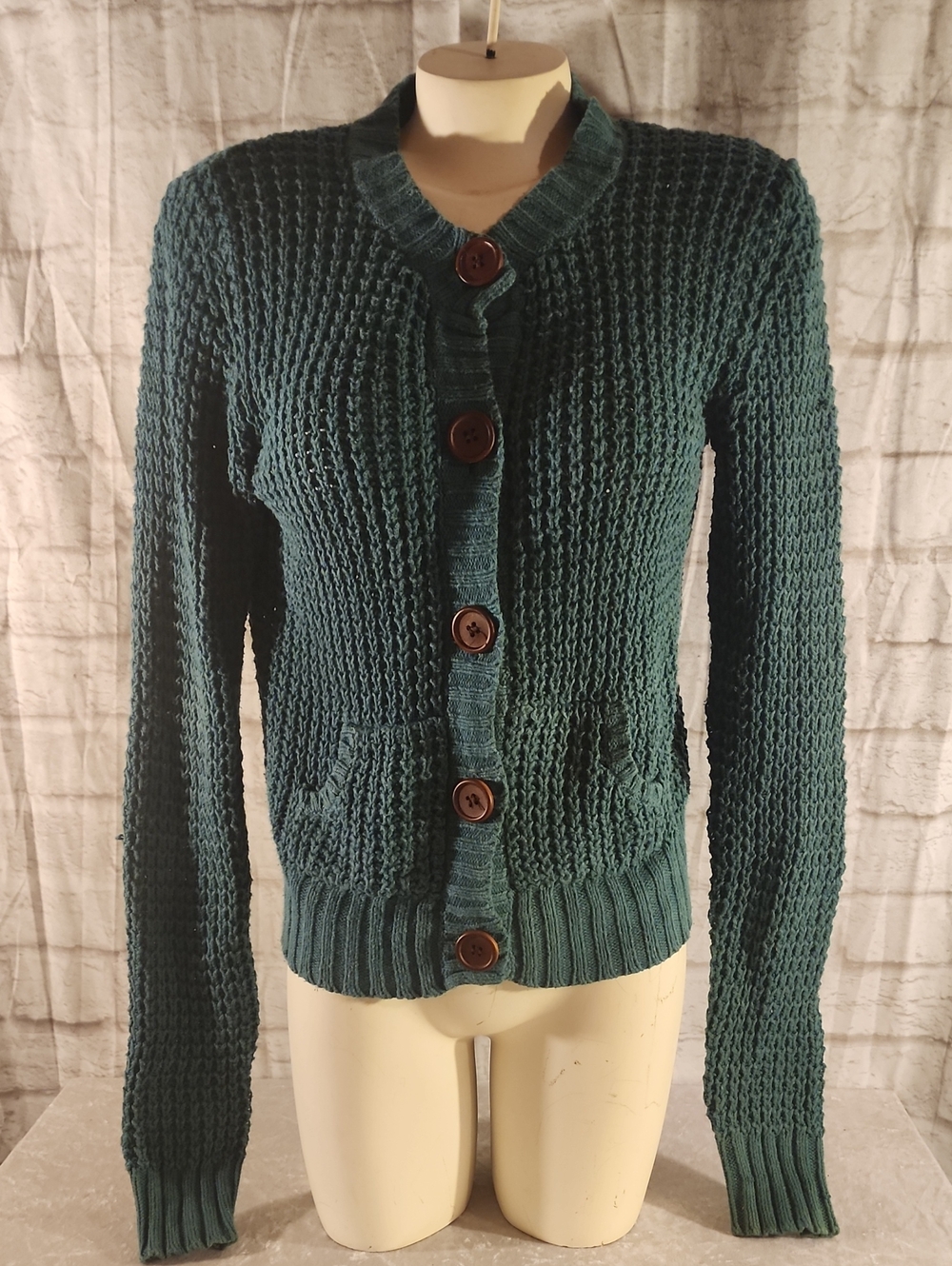 Moda International Teal Knit Button-Front Cardigan